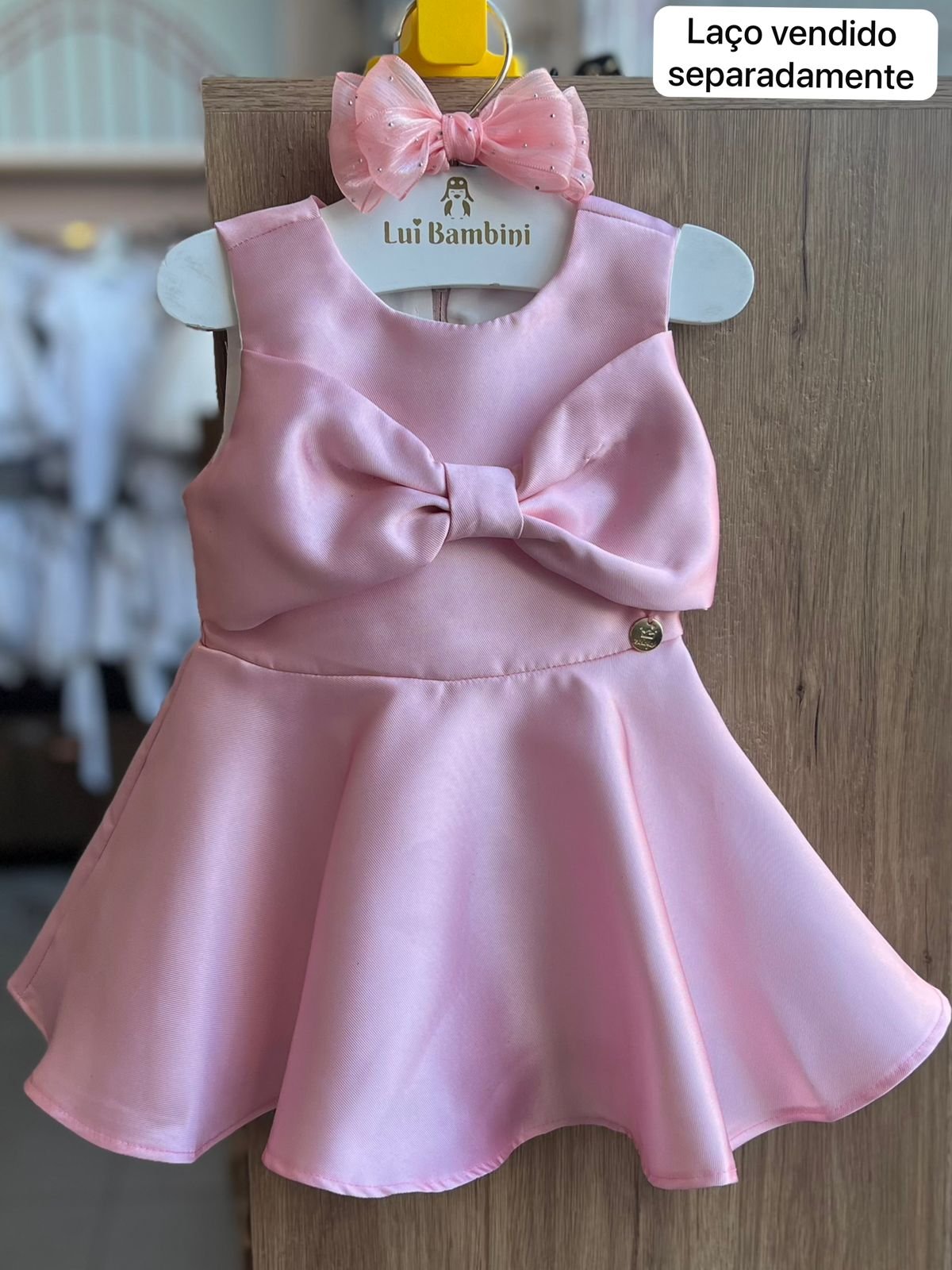 VESTIDO REGATA LAÇO SOBREPOSTO NO PEITO MENINA MALAGAH - ROSA