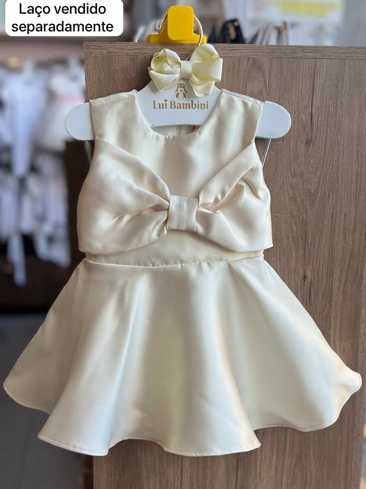 VESTIDO REGATA LAÇO SOBREPOSTO NO PEITO MENINA MALAGAH - AMARELO