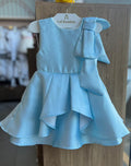 VESTIDO REGATA LAÇO SOBREPOSTO OMBRO MENINA MALAGAH - AZUL