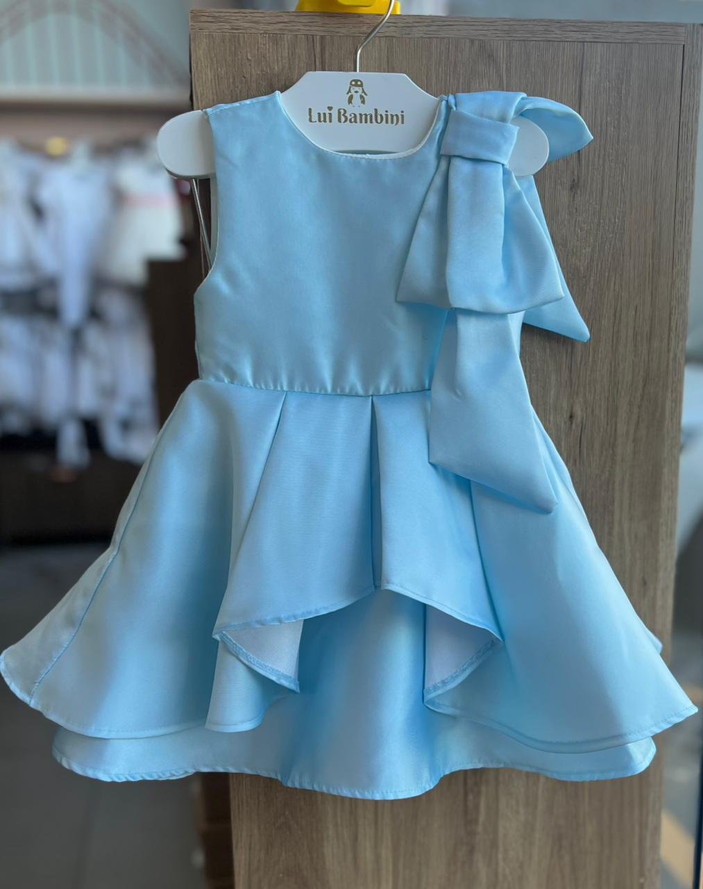VESTIDO REGATA LAÇO SOBREPOSTO OMBRO MENINA MALAGAH - AZUL