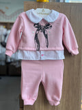 CONJUNTO BLUSÃO MANGA LONGA MOLETOM URSO LAÇO E CALÇA MENINA MALAGAH - ROSA