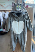 MACACÃO KIGURUMI MANGA LONGA PELINHOS PELUCIADO TOM E JERRY CAPUZ ZÍPER UNISSEX VEGGI - CINZA