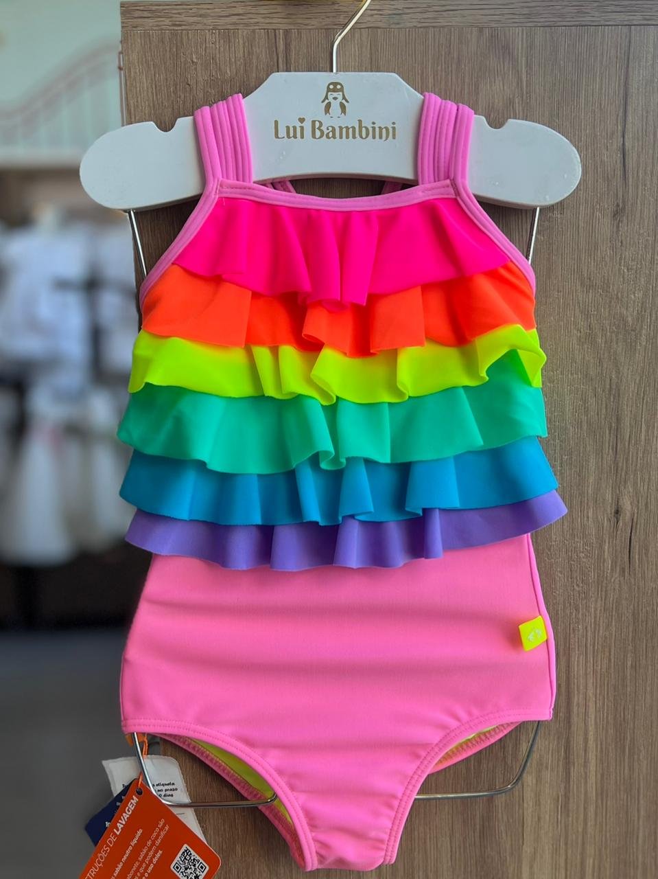 MAIÔ ALÇA ENTRELAÇADA COSTA BABADOS COLORIDO PROTEÇÃO UV50+ MENINA SIRI - ROSA