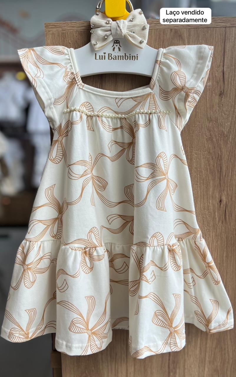 VESTIDO REGATA BABADO LAÇOS E PÉROLAS MENINA MILON - OFF