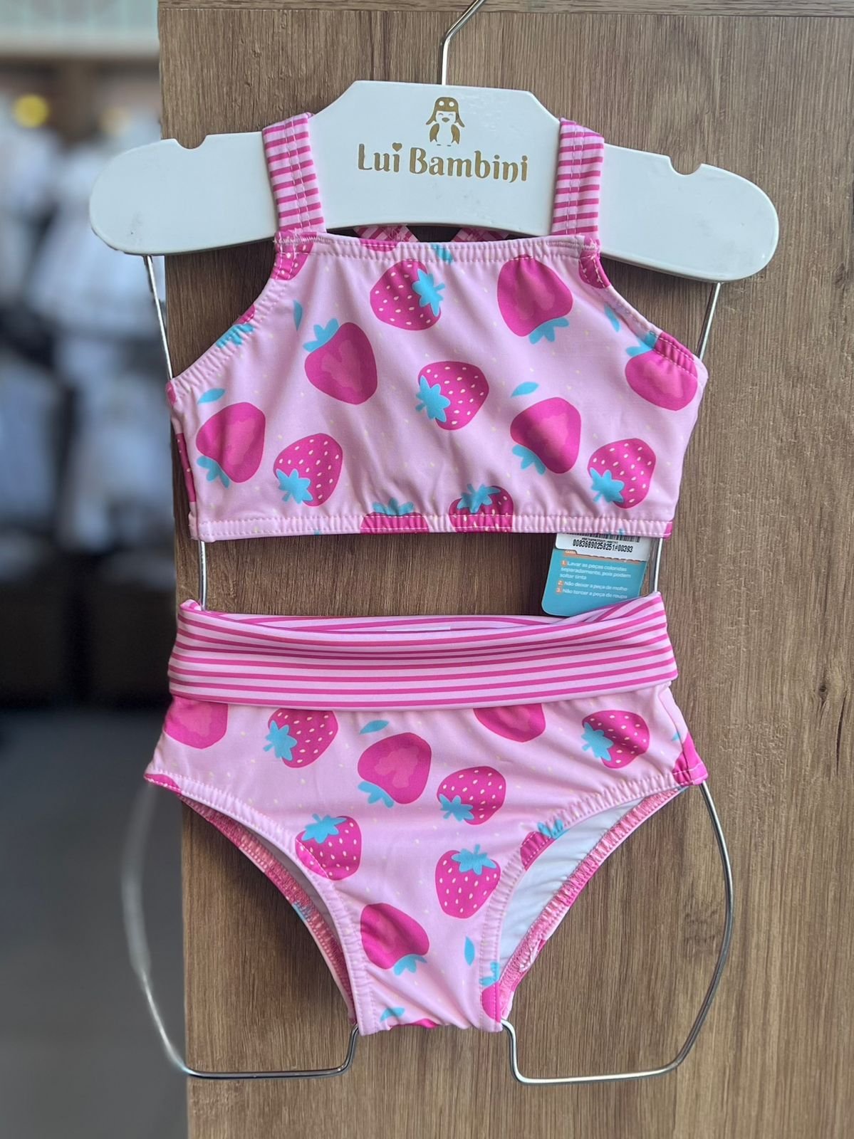 CONJUNTO BIQUINI TOP ALÇA MORANGO PROTEÇÃO UV50+ E CALCINHA MENINA TIP TOP - ROSA