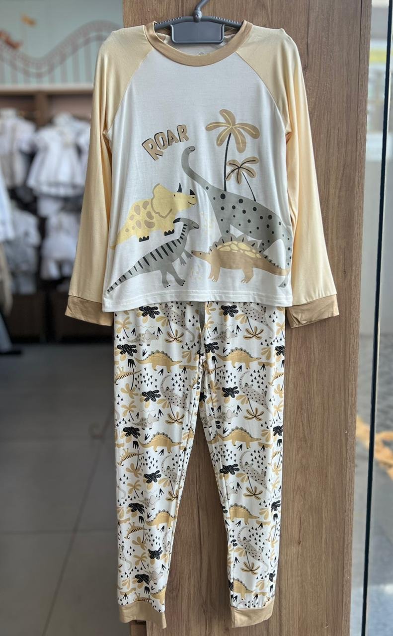 CONJUNTO PIJAMA MANGA LONGA ROAR DINO DINOSSAURO E CALÇA MENINO TIP TOP - OFF
