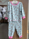 CONJUNTO PIJAMA BLUSA MANGA LONGA HELLO KITTY E CALÇA MENINA TIP TOP - VERDE ÁGUA