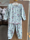 CONJUNTO PIJAMA CAMISETA MANGA LONGA LISTRADA HELLO KITTY E CALÇA MENINA TIP TOP - AZUL