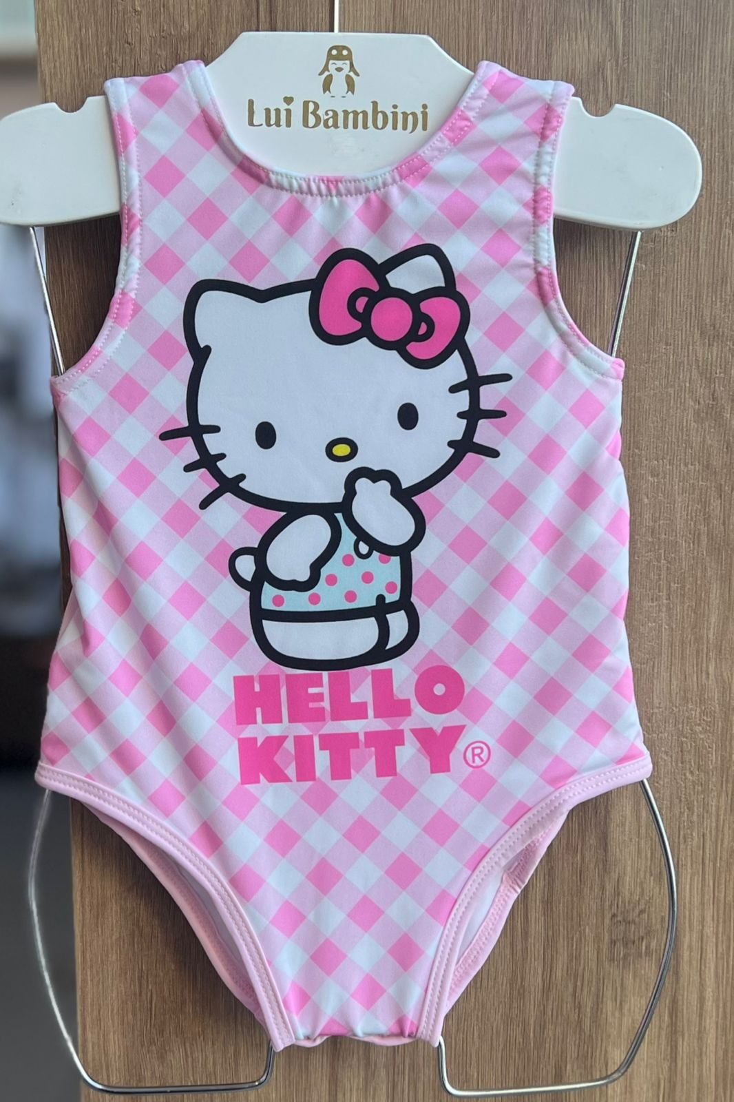 MAIÔ REGATA HELLO KITTY XADREZ PROTEÇÃO UV50+ MENINA TIP TOP - ROSA