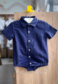 BODY CAMISA MANGA CURTA OXFORDINE BOTÕES MENINO DUDES - MARINHO