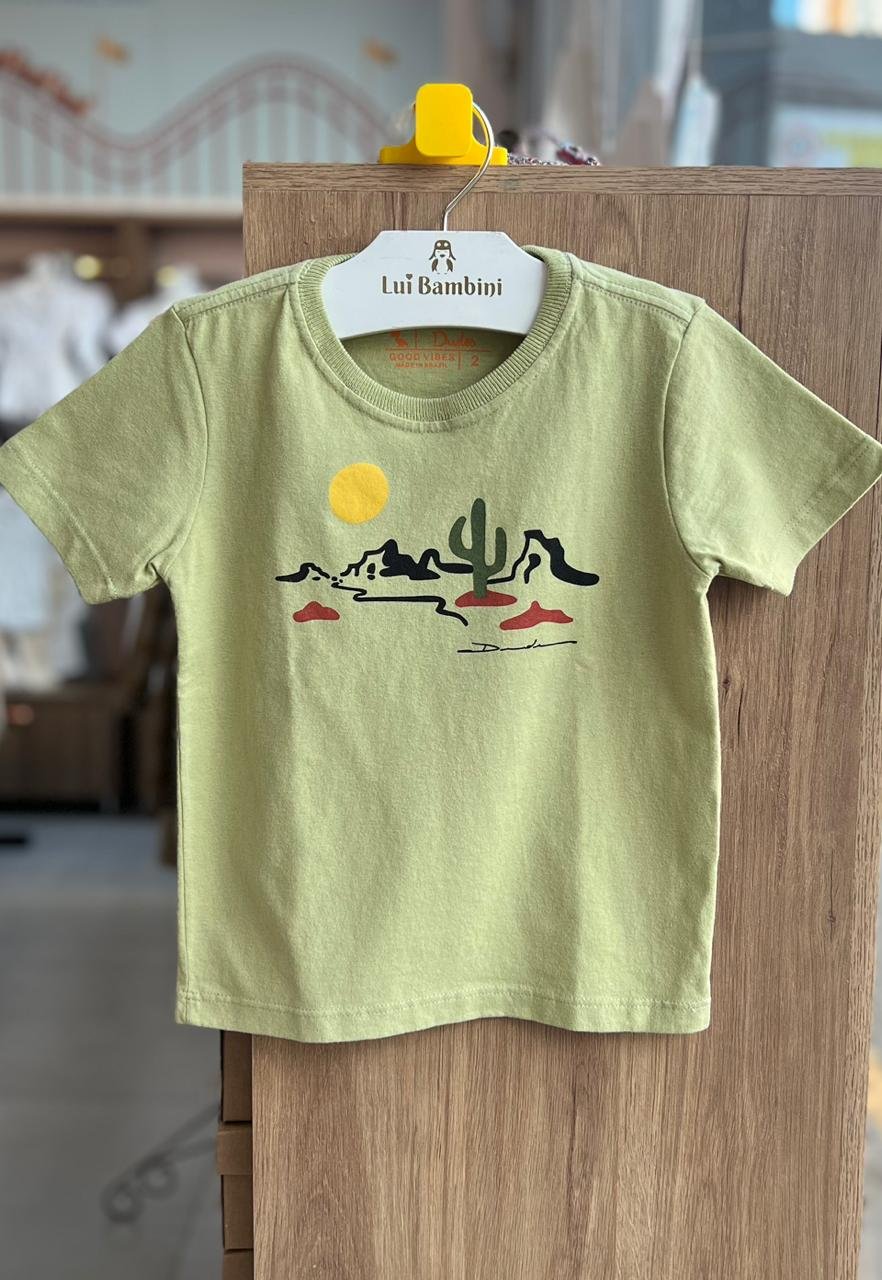 CAMISETA MANGA CURTA CACTOS DESERTO ENSOLARADO MENINO DUDES - VERDE