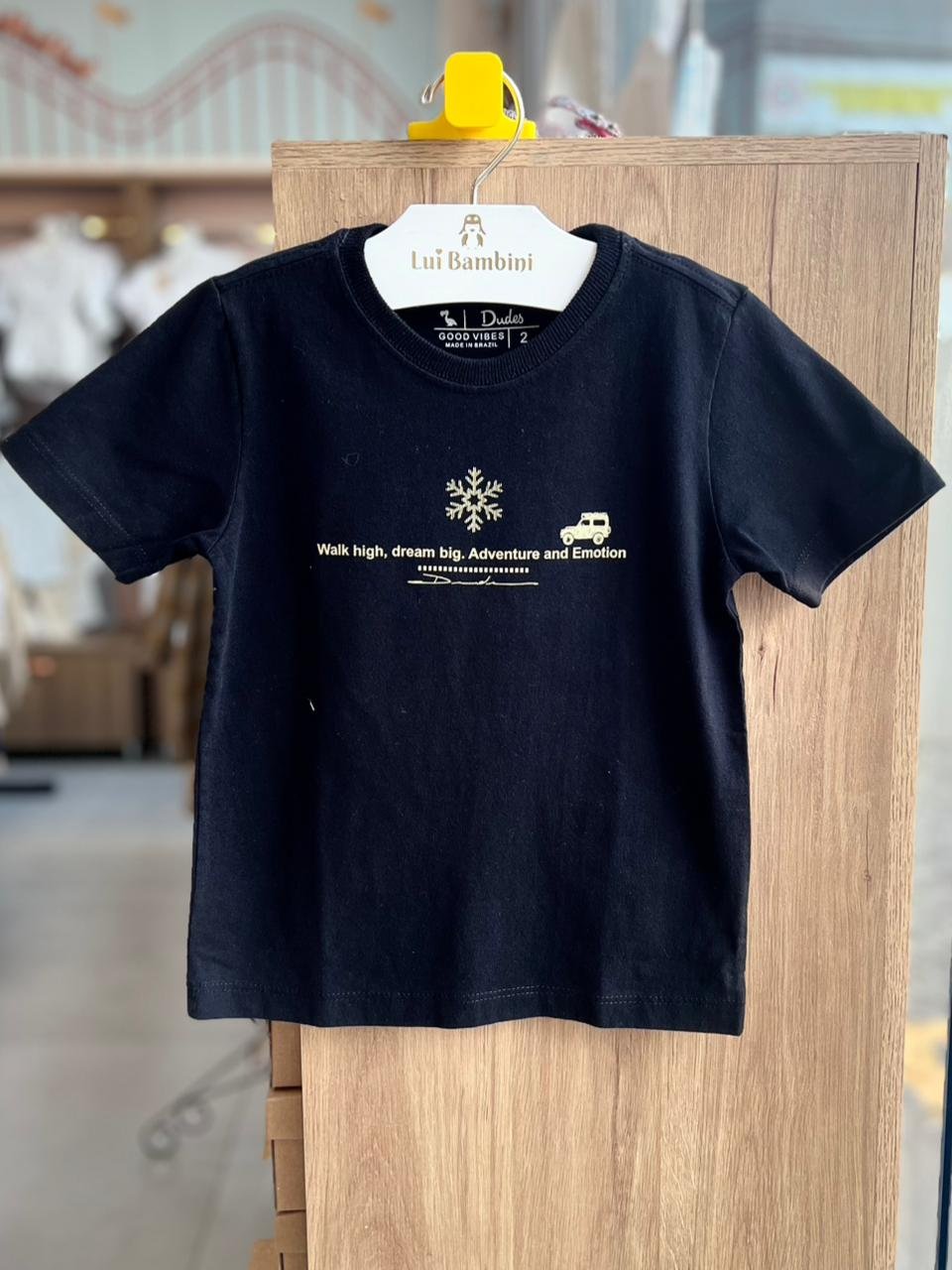 CAMISETA MANGA CURTA DODO MONTANHAS FLOCO DE NEVE MENINO DUDES - PRETO