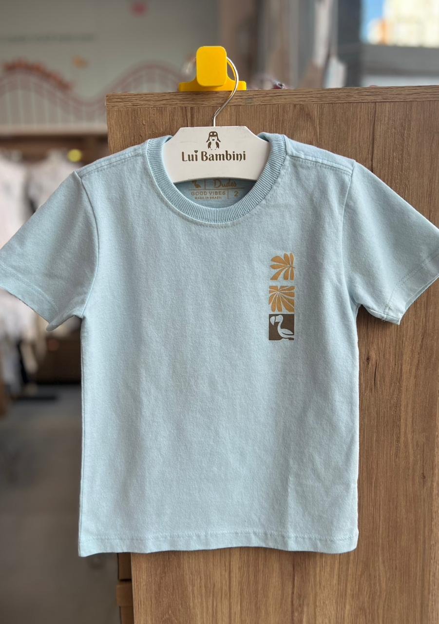 CAMISETA MANGA CURTA FOLHAS FOLHAGEM MENINO DUDES - AZUL