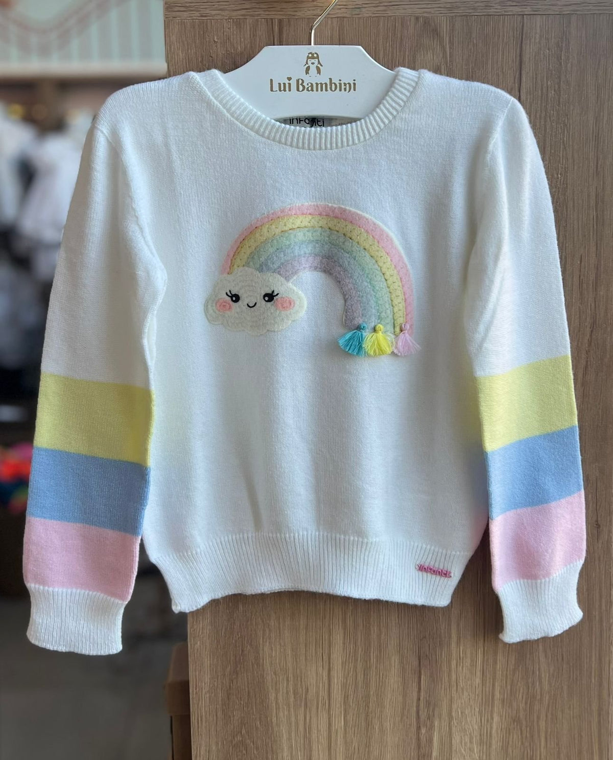 BLUSÃO SUÉTER MANGA LONGA TRICOT TRICO NUVEM ARCO IRIS SMILE MENINA INFANTI - OFF