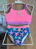 CONJUNITO BIQUINI ALÇA ESTRELA DO MAR PROTEÇÃO UV50+ E CALCINHA MENINA KUKIÊ - ROSA/AZUL