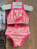 CONJUNTO BIQUINI ALÇA AMARRAÇÃO SWEET SUMMER CEREJAS PROTEÇÃO UV50+ E CALCINHA MENINA INFANTI - ROSA