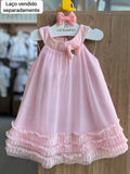 VESTIDO REGATA LAÇO TULE PLISSADO MENINA INFANTI - ROSA