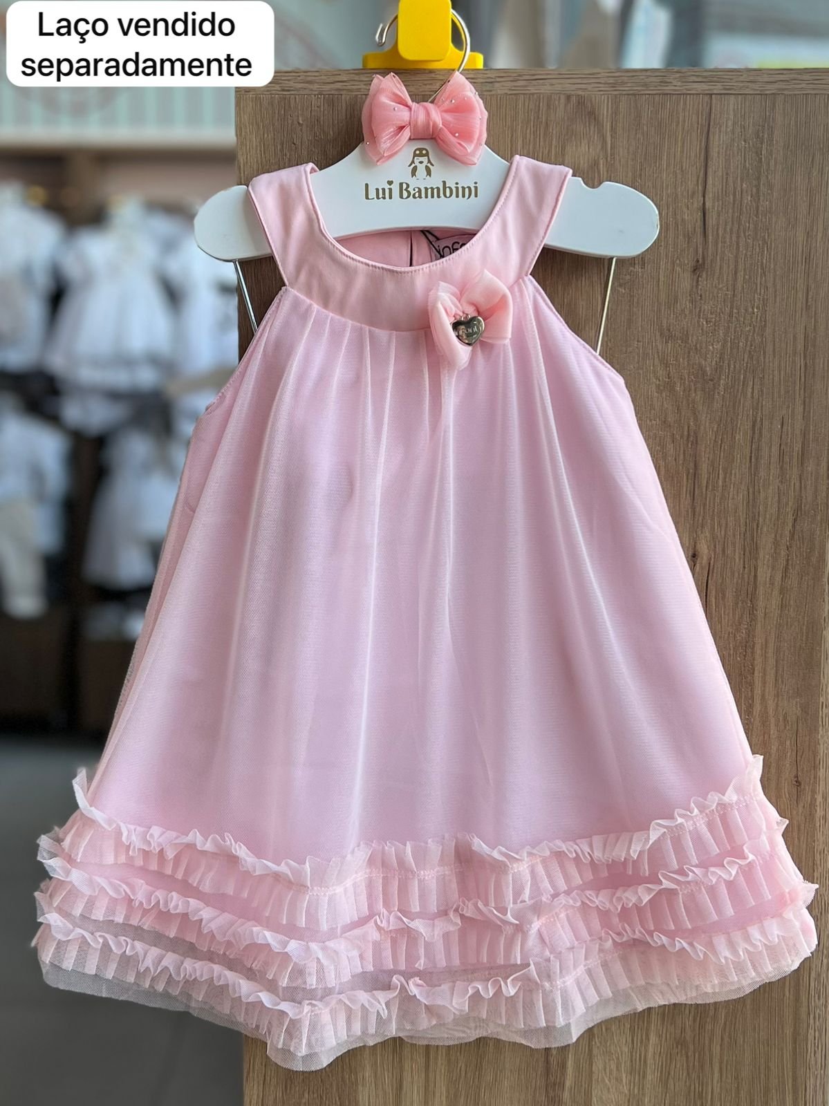 VESTIDO REGATA LAÇO TULE PLISSADO MENINA INFANTI - ROSA