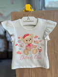 BLUSA MANGA CURTA URSO BABADO MACARONS LANCHE MENINA INFANTI - OFF