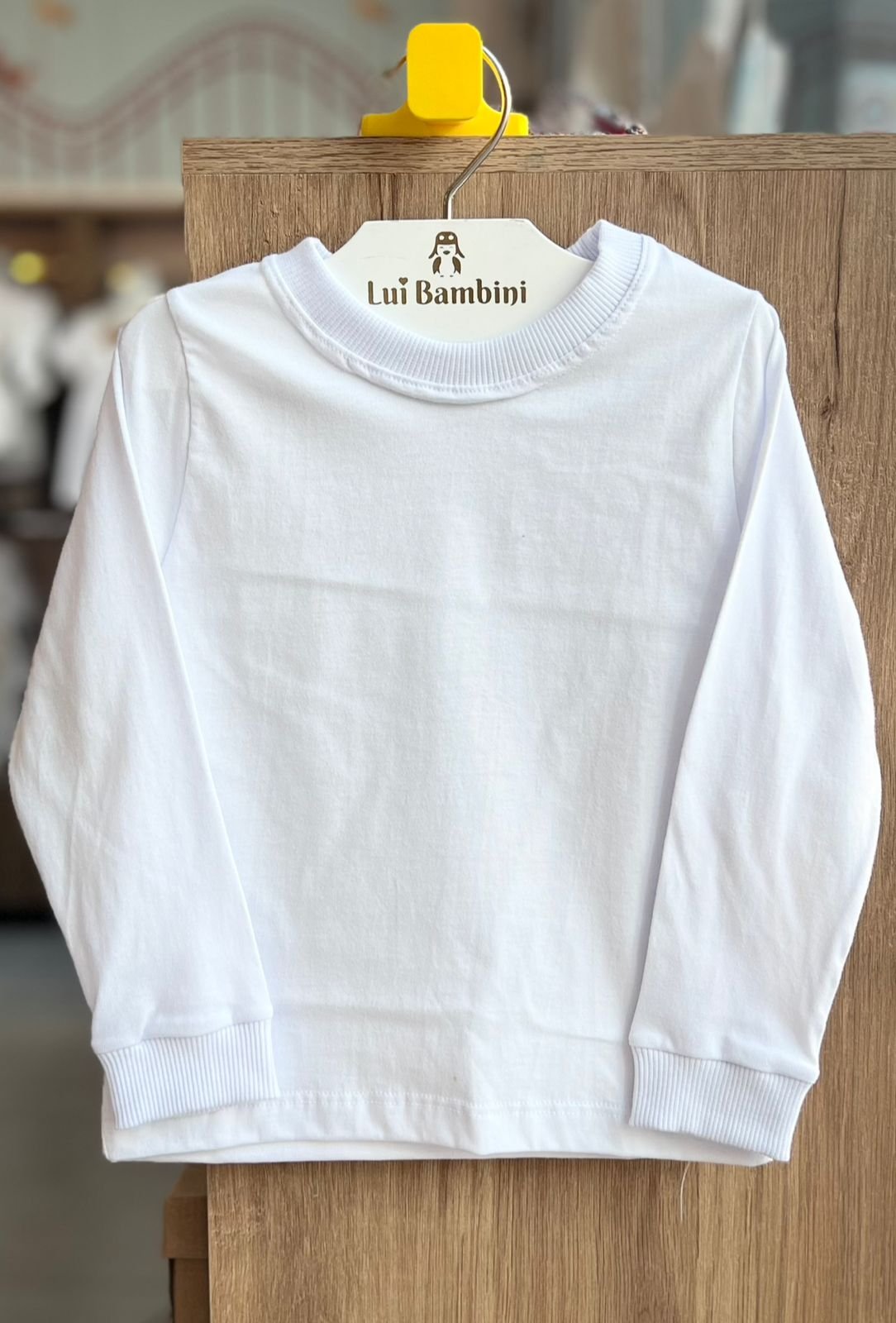 CAMISETA MANGA LONGA BÁSICA MINIMALISTA UNISSEX HAVE FUN - BRANCO