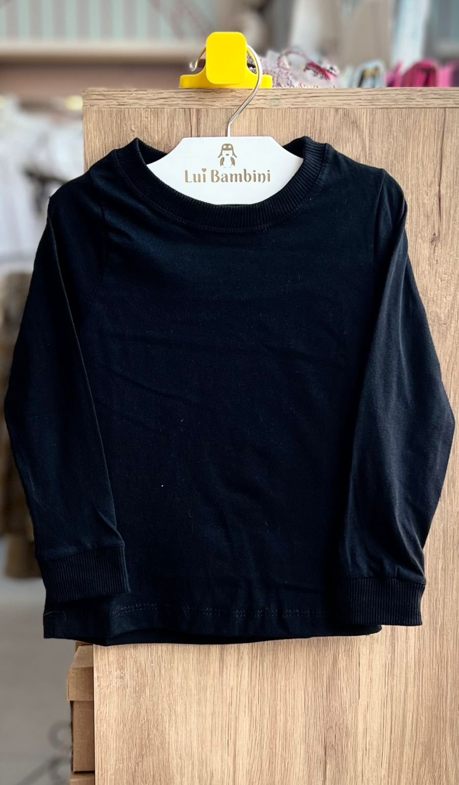 CAMISETA MANGA LONGA BÁSICA MINIMALISTA UNISSEX HAVE FUN - PRETO