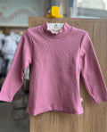 BLUSA MANGA LONGA CANELADA GOLA ALTA BÁSICA MENINA HAVE FUN - ROSA