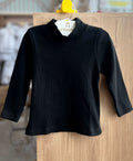 BLUSA MANGA LONGA CANELADA GOLA ALTA  BÁSICA MENINA HAVE FUN - PRETO