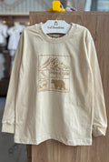 CAMISETA MANGA LONGA MONTANHAS URSO MENINO HAVE FUN - BEGE CLARO