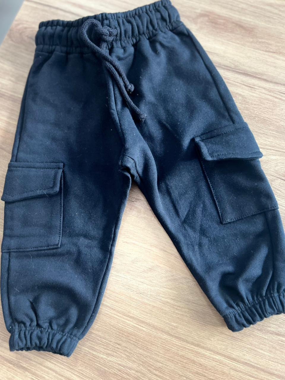 CALÇA MOLETOM STREET BOLSOS CORDÃO BÁSICO MENINO HAVE FUN - PRETO