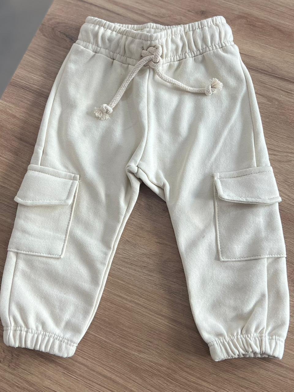 CALÇA MOLETOM STREET BOLSOS CORDÃO BÁSICO MENINO HAVE FUN - BEGE CLARO