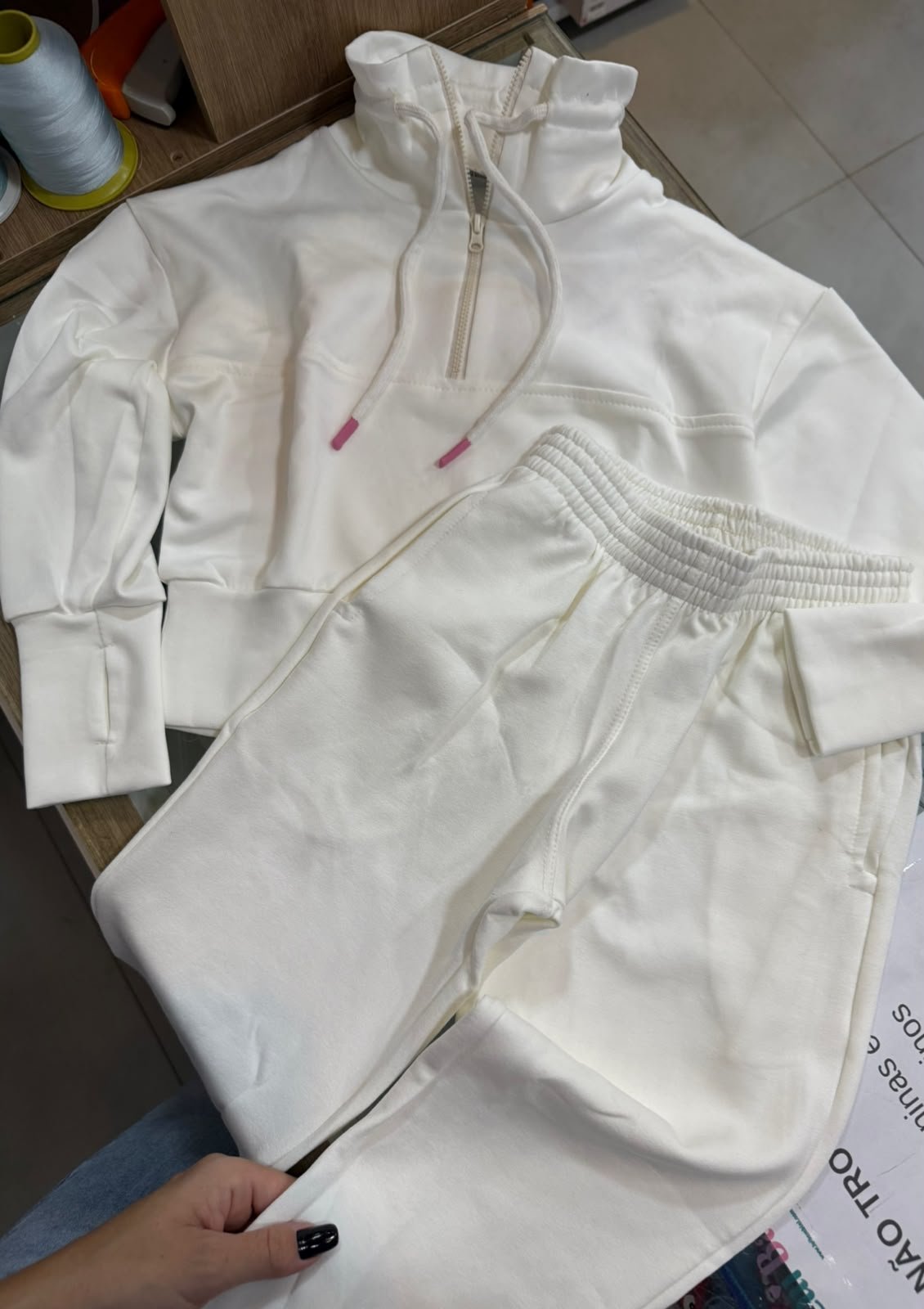 CONJUNTO BLUSÃO MANGA LONGA TÉRMICO CAPUZ ZÍPER BOLSO E CALÇA MENINA HAVE FUN - OFF