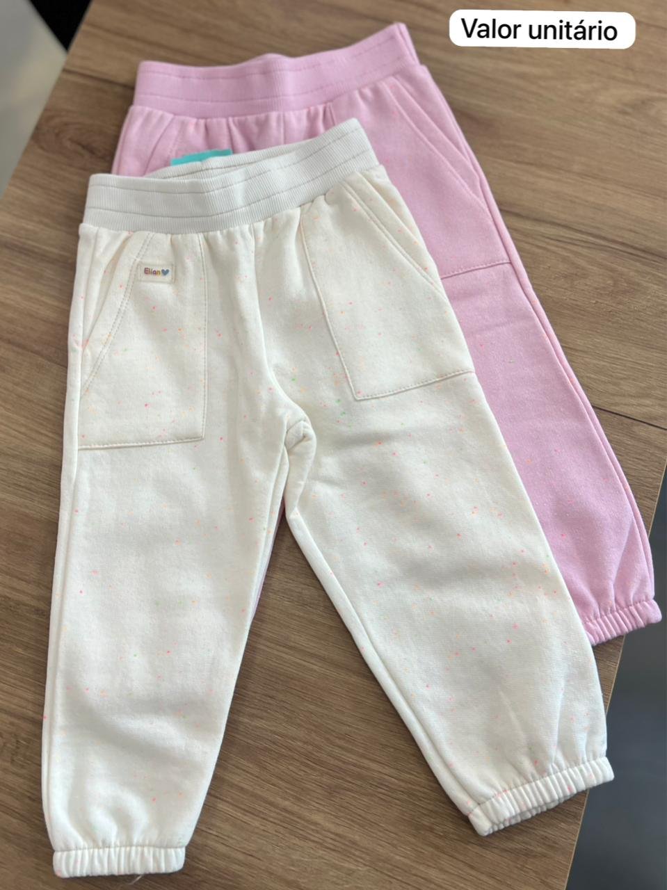 CALÇA MOLETOM ELÁSTICO CÓS POA NEON BOLSO MENINA ELIAN - OFF