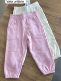 CALÇA MOLETOM ELÁSTICO CÓS POA NEON BOLSO MENINA ELIAN - ROSA