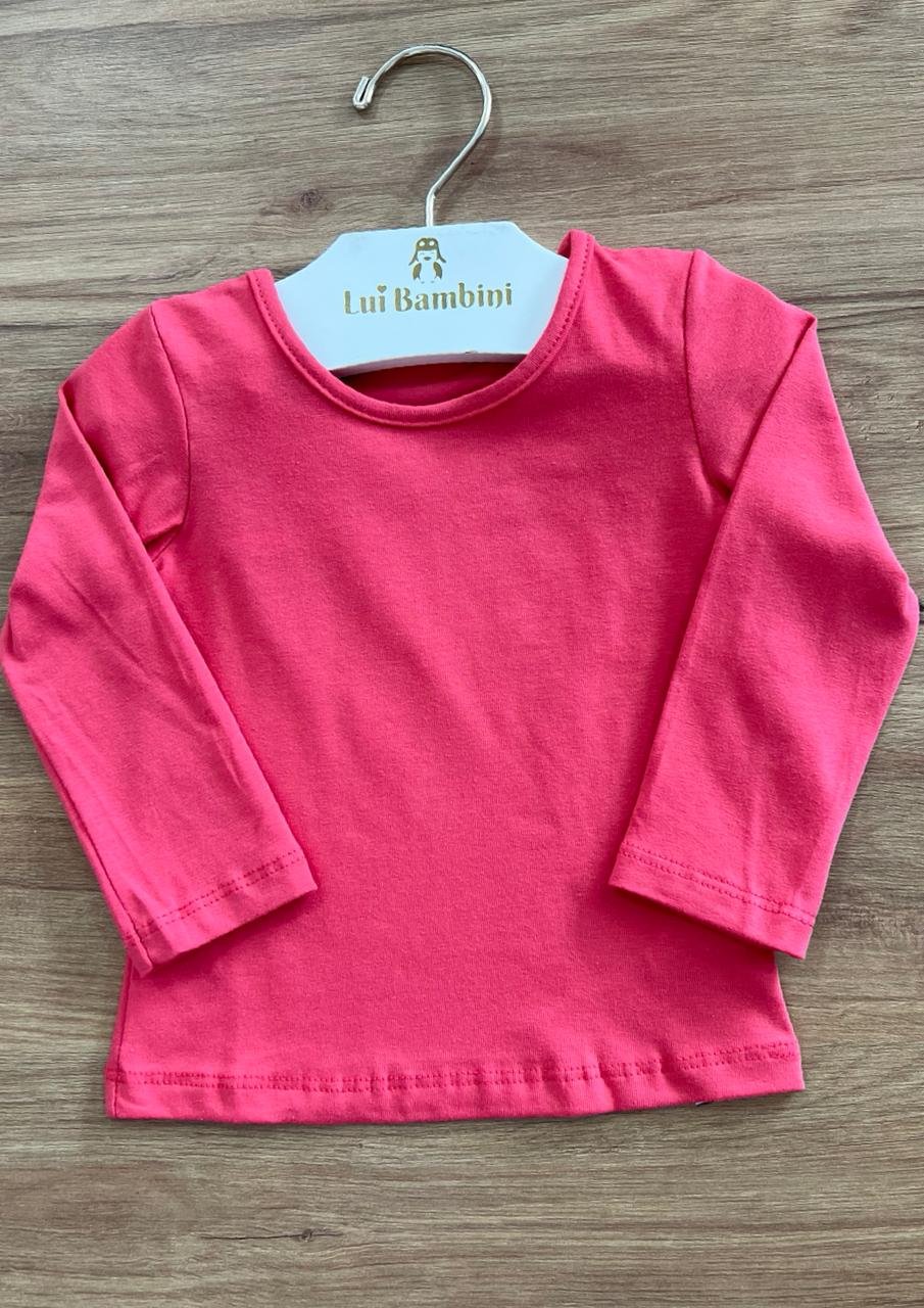 BLUSA MANGA LONGA LISA BÁSICA MENINA ELIAN - ROSA