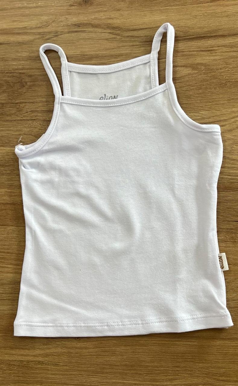 BLUSA ALÇA FINA BÁSICA LISA MENINA ELIAN - BRANCO