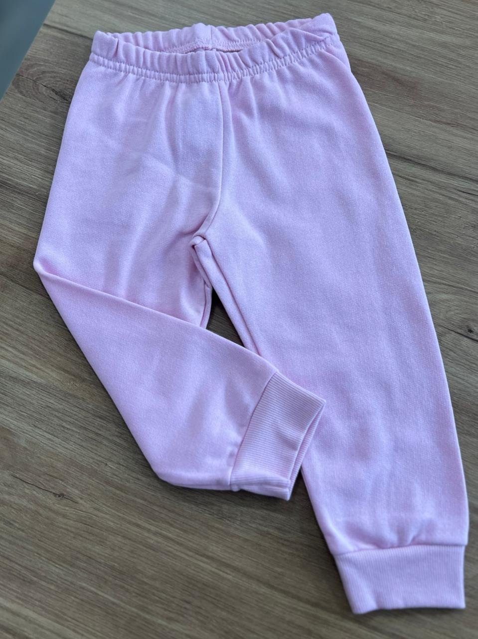 CALÇA MOLETOM ELÁSTICO CÓS BÁSICA LISA MENINA ELIAN - ROSA