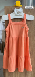 VESTIDO ALÇA CANELADO BÁSICO MINIMALISTA MENINA ELIAN - LARANJA