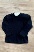 BLUSA MANGA LONGA CANELADO LISA BÁSICO MENINA ELIAN - PRETO
