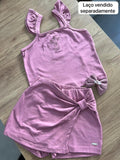 CONJUNTO BLUSA ALÇA BABADO FLOR BORDADO E SHORT SAIA MENINA ELIAN - LILÁS