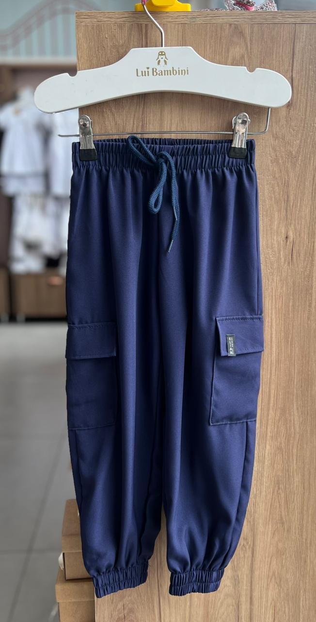 CALÇA JOGGER NYLON BOLSOS ELÁSTICO CÓS CORDÃO MENINO ELIAN - MARINHO