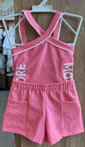 CONJUNTO BLUSA ALÇA MOVE MORE E SHORT MENINA ELIAN - ROSA