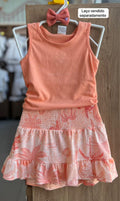 CONJUNTO BLUSA REGATA COQUEIRO E SAIA MENINA ELIAN - LARANJA