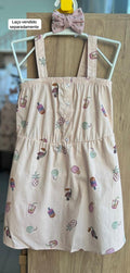 VESTIDO ALÇA FRUTAS TROPICAIS BOTÕES MENINA ELIAN - BEGE