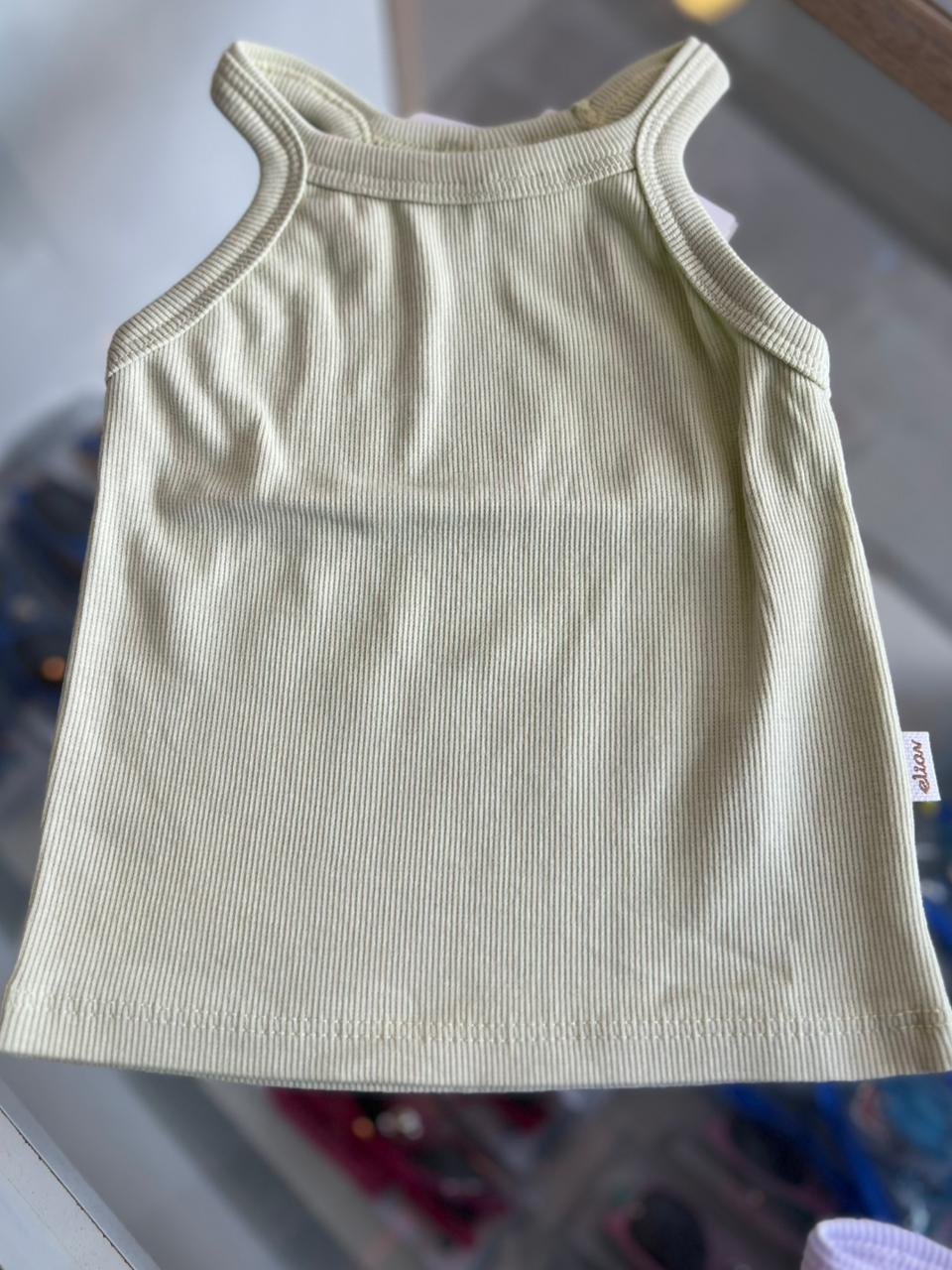 BLUSA ALÇA REGATA CANELADA LISA BÁSICO MENINA ELIAN - VERDE CLARO