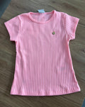 BLUSA MANGA CURTA CANELADO MINIMALISTA FLOR PINGENTE MENINA PULLA BULLA - ROSA CLARO