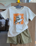 CONJUNTO CAMISETA MANGA CURTA DINO DINOSSAURO SURFISTA E BERMUDA MENINO PULLA BULLA - OFF/VERDE