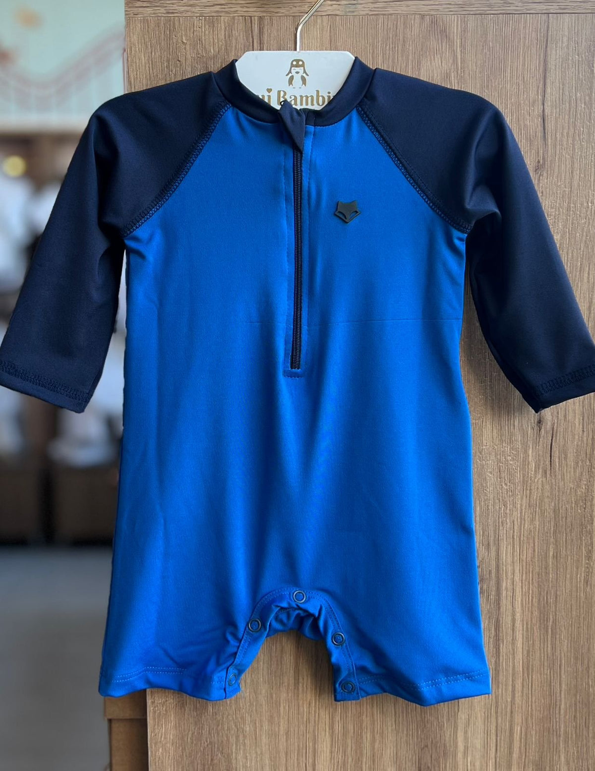 MACACÃO MACAQUINHO MANGA LONGA ZÍPER MINIMALISTA RAPOSA PROTEÇÃO UV50+ MENINO JOHNNY FOX - AZUL