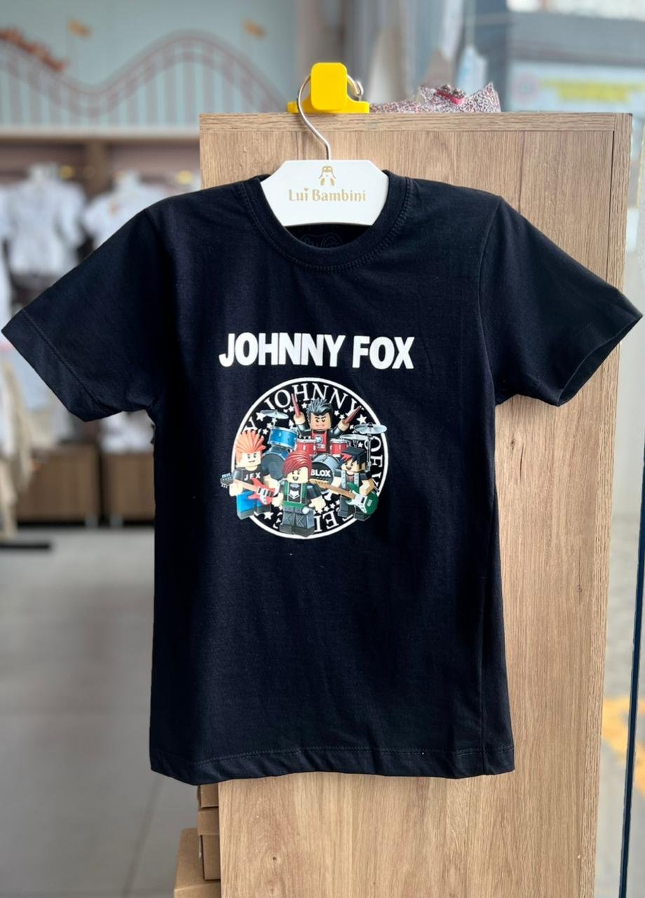 CAMISETA MANGA CURTA BANDA MENINO JOHNNY FOX - PRETO