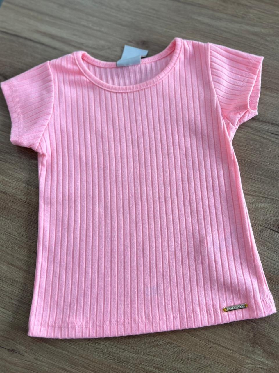 BLUSA MANGA CURTA CANELADA MENINA PULLA BULLA - ROSA