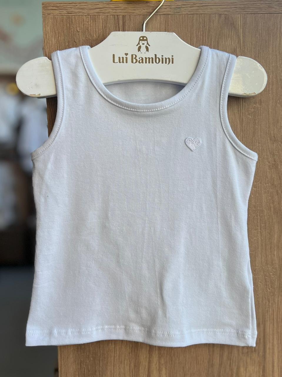 BLUSA REGATA MINIMALISTA CORAÇÃO BÁSICA LISA MENINA PULLA BULLA - BRANCO